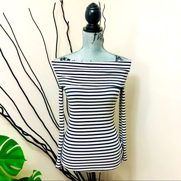 Zara Off Shoulder Cowl Mini Dress Knit Top Stripes - Picture 1 of 9